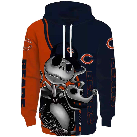 Chicago Bears Jack Skellington Blue And Yellow AOP Hoodie -  Moonbestprint