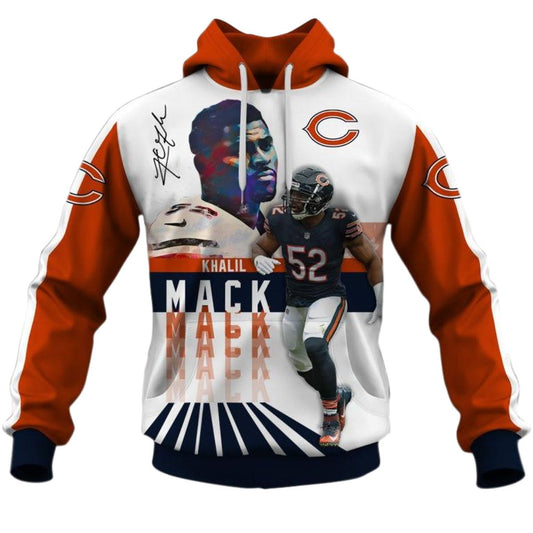 Chicago Bears Khalil Mack Signature AOP Hoodie -  Moonbestprint