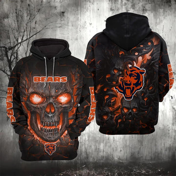 Chicago Bears Lava Skull 3D Hoodie, NFL Hoodie Moonbestprint