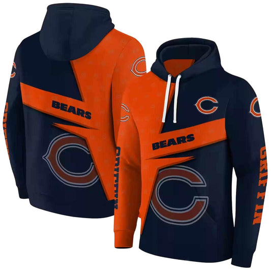 Chicago Bears Logo And Abstract Shape Blue AOP Hoodie -  Moonbestprint