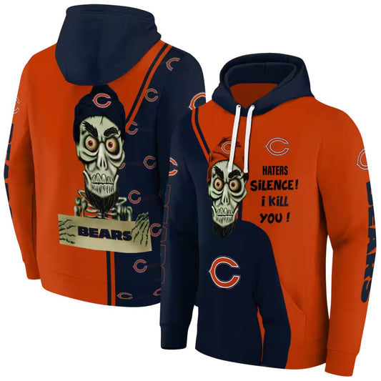 Chicago Bears Logo And Achmed Skull Blue AOP Hoodie -  Moonbestprint