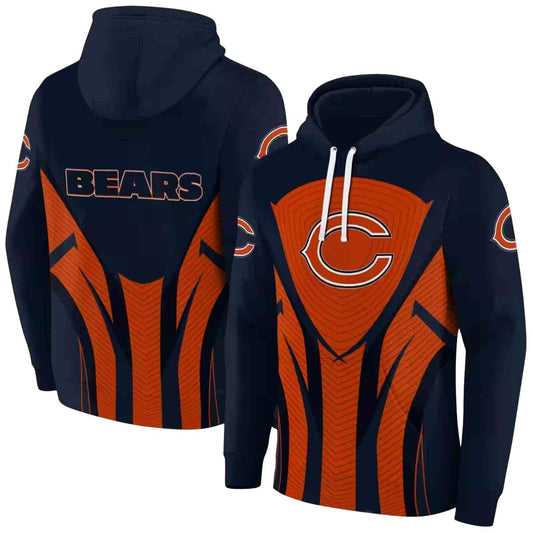 Chicago Bears Logo And Concentric Lines Blue Black AOP Hoodie -  Moonbestprint
