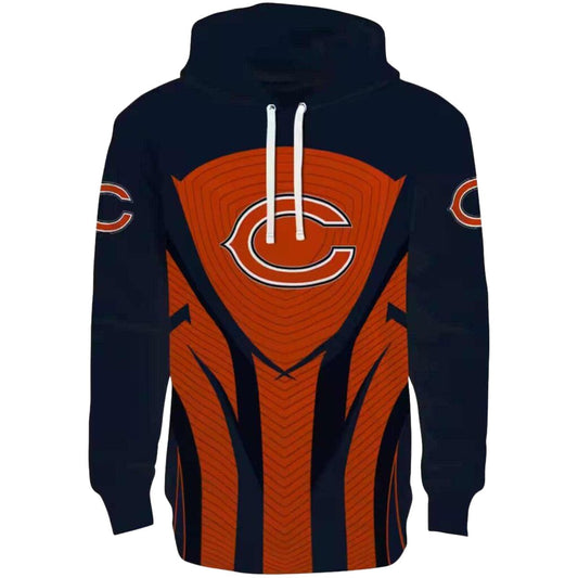 Chicago Bears Logo And Concentric Lines Blue Black AOP Hoodie -  Moonbestprint