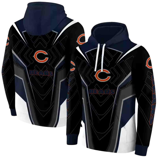 Chicago Bears Logo And Futuristic Pattern Blue Black AOP Hoodie -  Moonbestprint