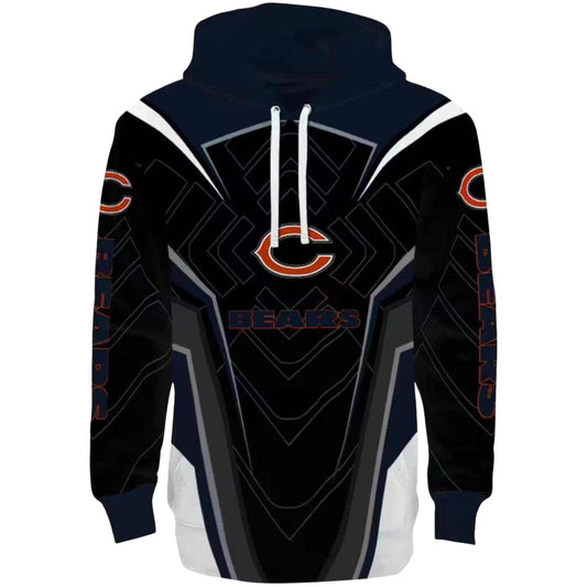 Chicago Bears Logo And Futuristic Pattern Blue Black AOP Hoodie -  Moonbestprint