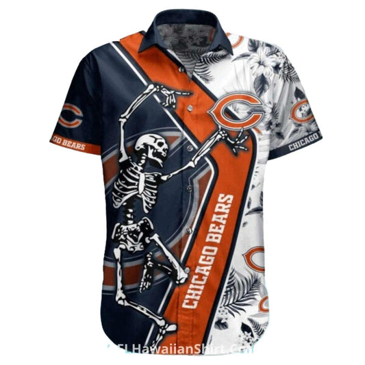 Chicago Bears Logo And Skeleton Hawaiian Shirt - Moonbestprint