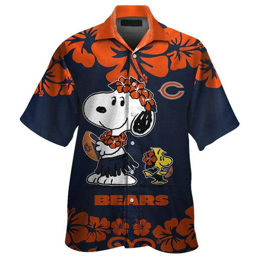 Chicago Bears Logo And Snoopy Hawaiian Shirt - Moonbestprint