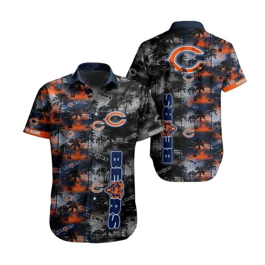 Chicago Bears Logo And Tropical Hawaiian Shirt - Moonbestprint