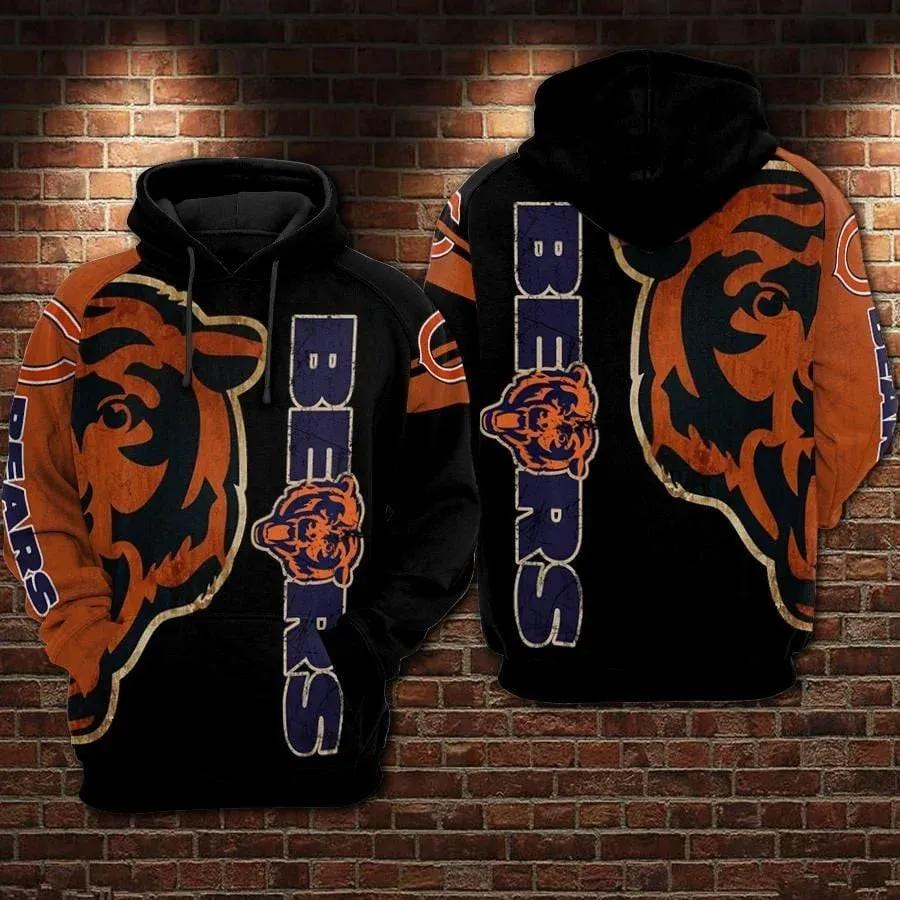 Chicago Bears Logo NFL 3D Hoodie, NFL Hoodie Moonbestprint