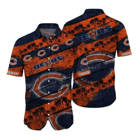 Chicago Bears Logo Palm Tree And Vintage Hawaiian Shirt - Moonbestprint