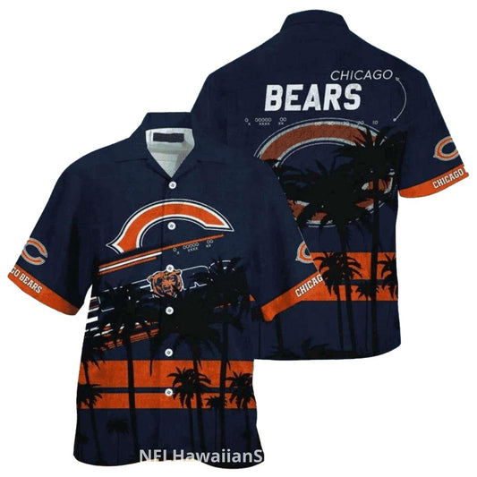 Chicago Bears Logo With Stadium And Tropical Theme Hawaiian Shirt - Moonbestprint