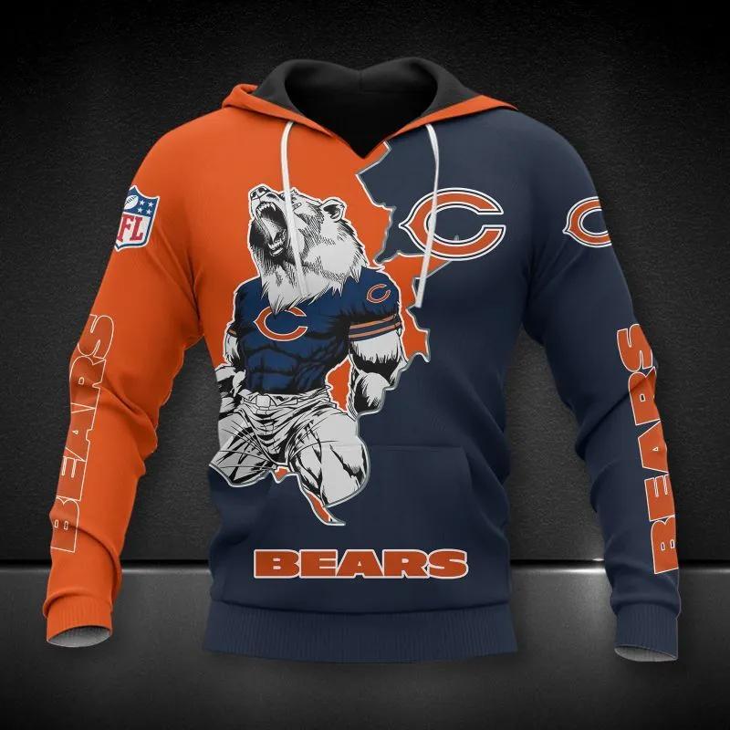 Chicago Bears Mascot All Over Print Hoodie, NFL Hoodie Moonbestprint