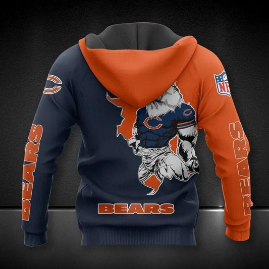 Chicago Bears Mascot All Over Print Hoodie, NFL Hoodie Moonbestprint