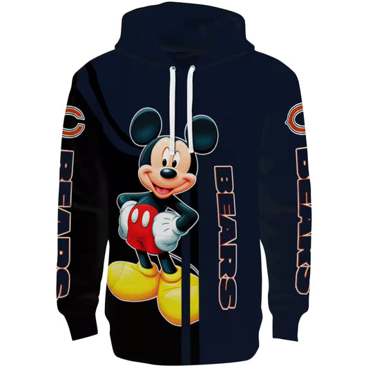 Chicago Bears Mickey Mouse Blue Black AOP Hoodie -  Moonbestprint