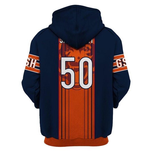 Chicago Bears Mike Singletary No 50 Signature AOP Hoodie -  Moonbestprint