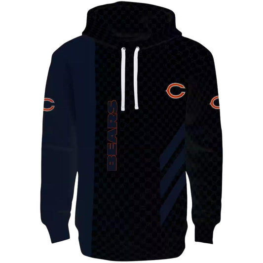 Chicago Bears Monogram Pattern Blue AOP Hoodie -  Moonbestprint