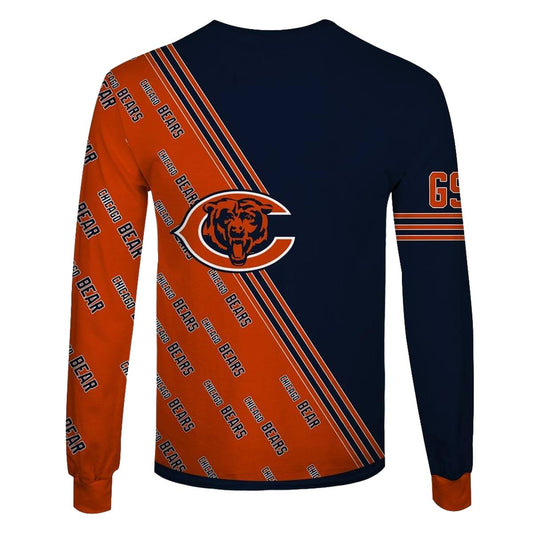 Chicago Bears Multi Logo Blue And Orange AOP Sweatshirt - Moonbestprint