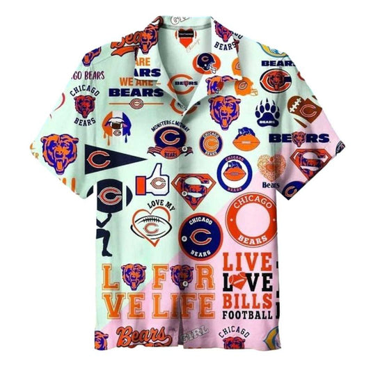 Chicago Bears Multi Logo Fanatic Hawaiian Shirt - Moonbestprint