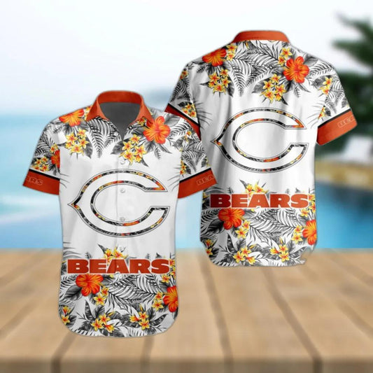 Chicago Bears NFL Floral Tropical Team Hawaiian Shirt, NFL Hawaiian Shirt Moonbestprint