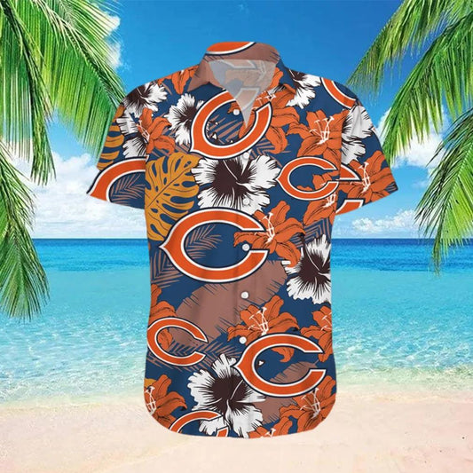 Chicago Bears NFL Floral Tropical Team New Hawaiian Shirt, NFL Hawaiian Shirt Moonbestprint
