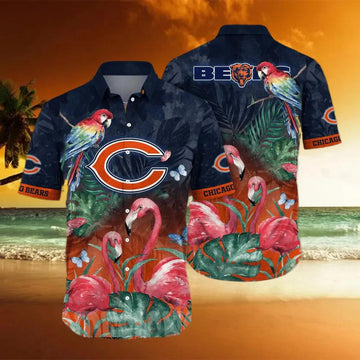 Chicago Bears NFL Flower Full Printing Hawaiian Shirt, NFL Hawaiian Shirt Moonbestprint