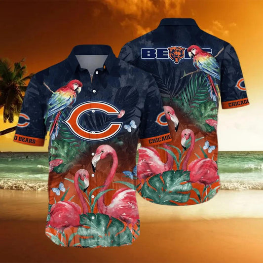 Chicago Bears NFL Flower Full Printing Hawaiian Shirt, NFL Hawaiian Shirt Moonbestprint