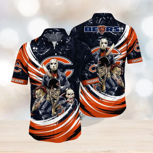 Chicago Bears NFL Halloween Horror Movies Hawaiian Shirt, NFL Hawaiian Shirt Moonbestprint