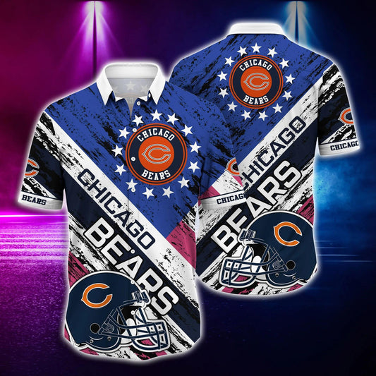 Chicago Bears NFL Helmet Tropical Hawaiian Shirt, NFL Hawaiian Shirt Moonbestprint