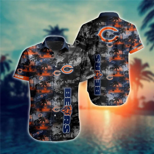 Chicago Bears NFL Tropical Island Pattern Hawaiian Shirt, NFL Hawaiian Shirt Moonbestprint