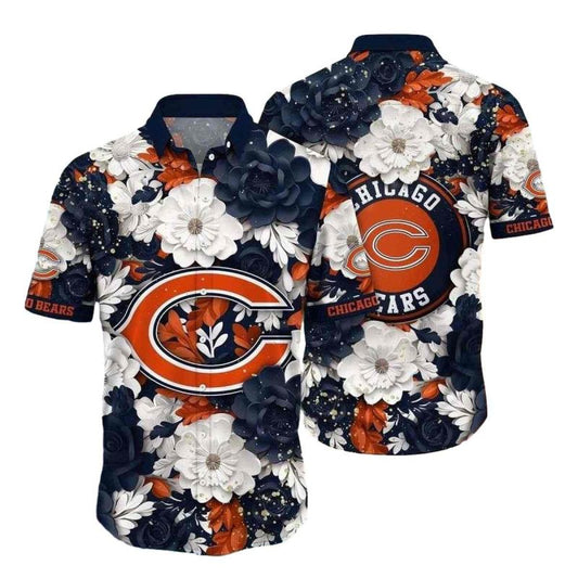 Chicago Bears Nautical Floral Hawaiian Shirt - Moonbestprint