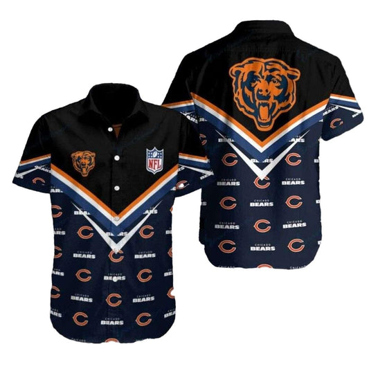 Chicago Bears Nautical Navigator Black And Blue Hawaiian Shirt - Moonbestprint