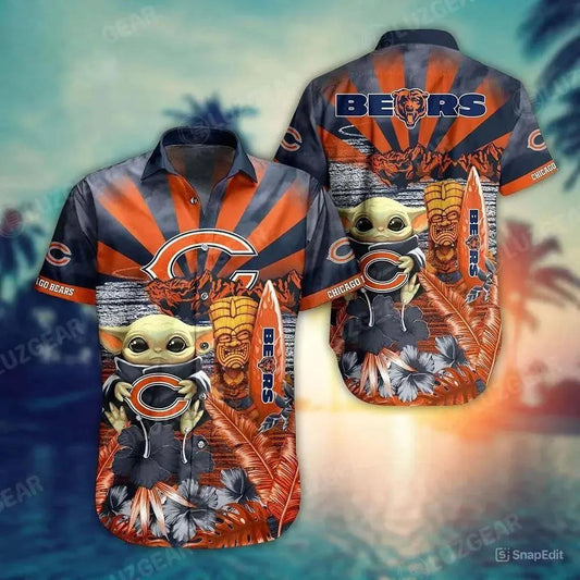 Chicago Bears Nfl Baby Yoda Hawaiian Sas Style Summer Trending For Men Women, NFL Hawaiian Shirt Moonbestprint