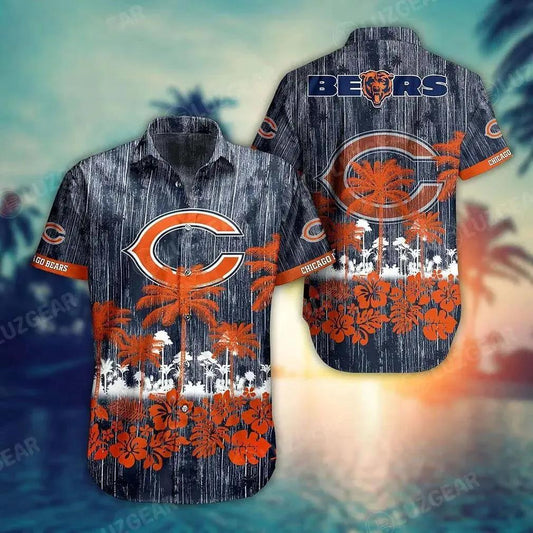 Chicago Bears Nfl Hawaii Graphic Tropical Pattern Style Summer Hawaiian Shirt, NFL Hawaiian Shirt Moonbestprint