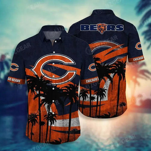 Chicago Bears Nfl Hawaii Shirt And Short Graphic Tropical Pattern Short Sleeve Hot Summer, NFL Hawaiian Shirt Moonbestprint