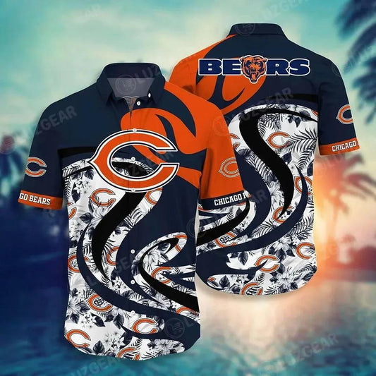 Chicago Bears Nfl Hawaii Shirt Tropical Pattern Graphic This Summer Gift For Fan Nfl, NFL Hawaiian Shirt Moonbestprint