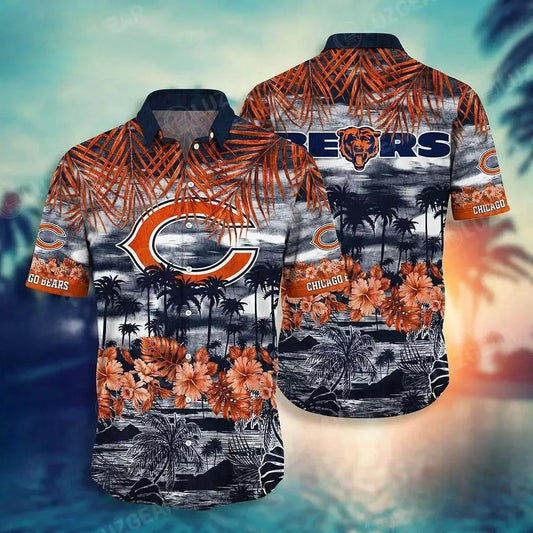 Chicago Bears Nfl Hawaiian Sas Style Tropical Pattern Graphic Hot Trending Summer For Awesome Fans, NFL Hawaiian Shirt Moonbestprint
