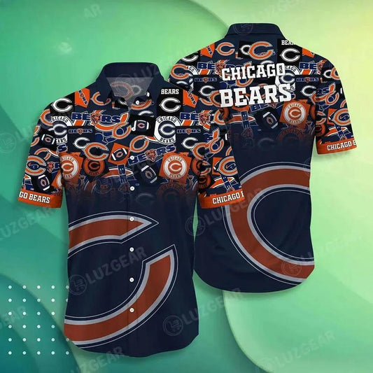 Chicago Bears Nfl Hawaiian Sas Trends Summer Short Sleeve Button Down Shirt For Sports Fans, NFL Hawaiian Shirt Moonbestprint