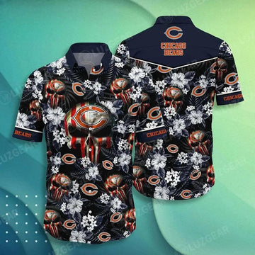Chicago Bears Nfl Hawaiian Shirt Skull Punisher Printed 3D New Trend Summer For Your Loved Ones, NFL Hawaiian Shirt Moonbestprint