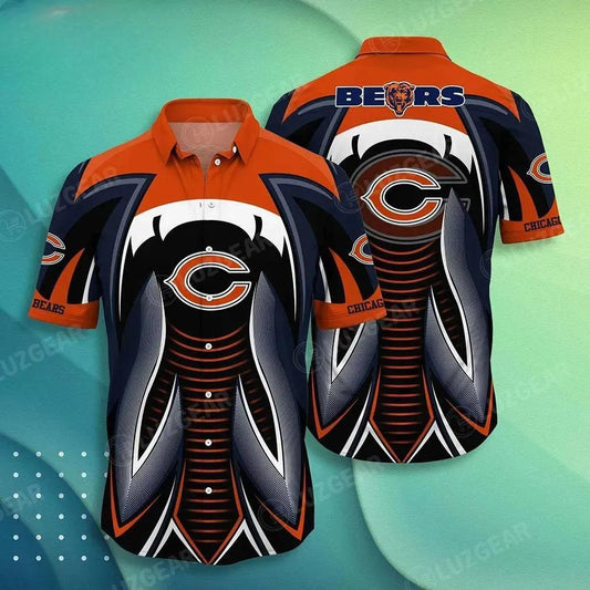 Chicago Bears Nfl Hawaiian Shirt Summer Short Sleeve Button Down Shirt Gift For Best Fans, NFL Hawaiian Shirt Moonbestprint