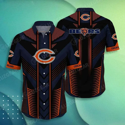 Chicago Bears Nfl Hawaiian Shirt Summer Short Sleeve Button Down Shirt Gift For Big Fans, NFL Hawaiian Shirt Moonbestprint