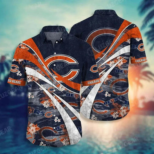 Chicago Bears Nfl Summer Hawaiian Sas Floral Pattern Graphic For Football Nfl, NFL Hawaiian Shirt Moonbestprint