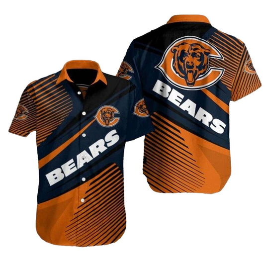 Chicago Bears Night Stripes Bold Hawaiian Shirt - Moonbestprint