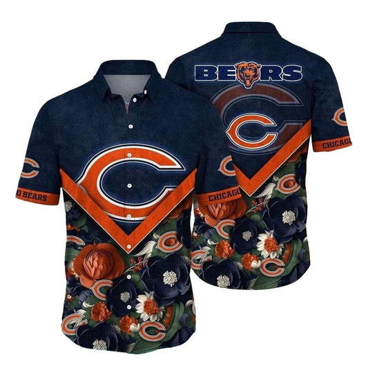 Chicago Bears Orange Blossom Playbook Hawaiian Shirt - Moonbestprint