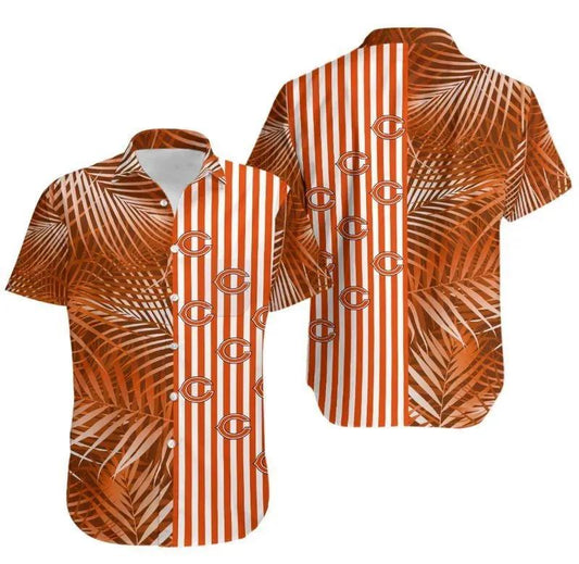 Chicago Bears Palm Leaves And Stripes Nfl Gift For Fan Hawaii Shirt Summer Collection, NFL Hawaiian Shirt Moonbestprint