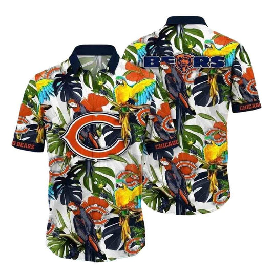 Chicago Bears Parrot Paradise Hawaiian Shirt - Moonbestprint