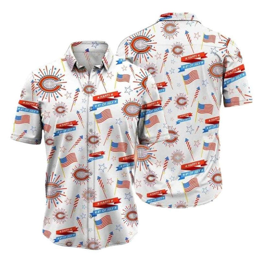 Chicago Bears Patriotic Fireworks 4th Of July Hawaiian Shirt - Moonbestprint