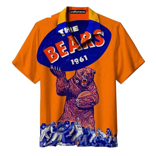Chicago Bears Retro 1961 Football Bear Hawaiian Shirt - Moonbestprint