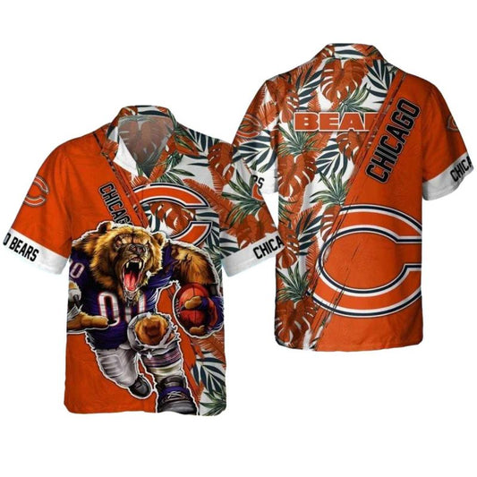 Chicago Bears Roaring Bear Football Hawaiian Shirt - Moonbestprint