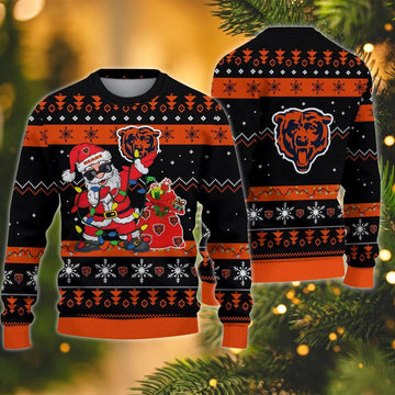 Chicago Bears Santa Claus Dabbing Ugly Christmas Sweater, NFL Christmas Sweater Moonbestprint