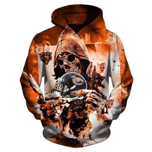 Chicago Bears Skeleton 3D All Over Print Hoodie, NFL Hoodie Moonbestprint